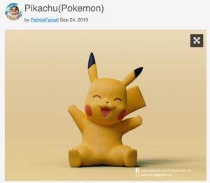 pikachu impresso em 3D