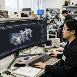 Tela de computador mostrando a conversão de um desenho 2D em um modelo 3D utilizando inteligência artificial.