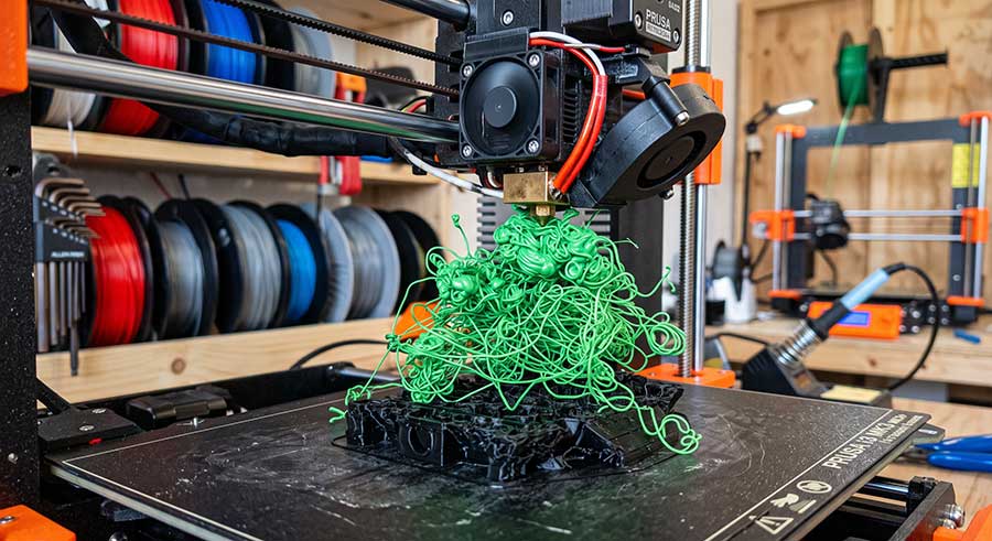 espaguete em impressão 3D